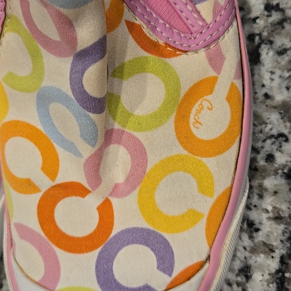 COACH BEALE PINK MULTICOLOR C MONOGRAM SLIP ON SNEAKER. SIZE 8B - Picture 5 of 14